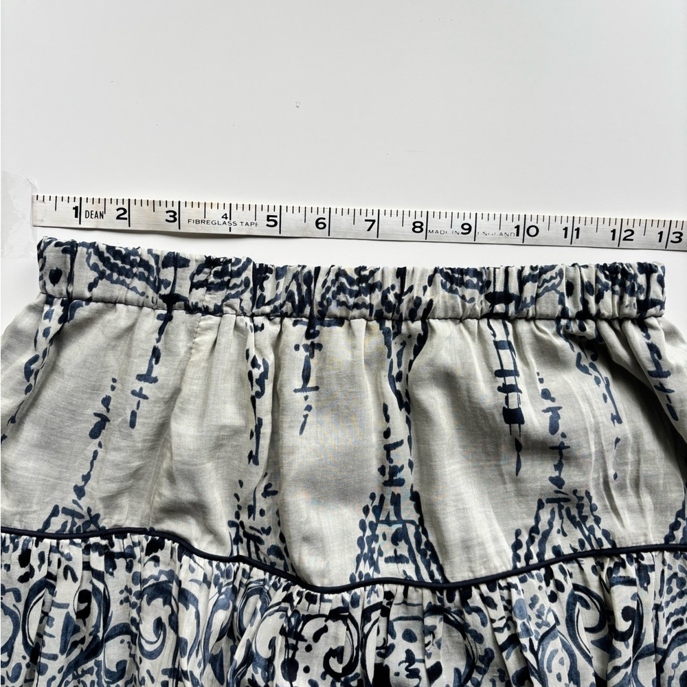 HAZEL ANTHRO Silk blend Navy and Cream Maxi Skirt Size Small Stretchy Waist - Picture 6 of 9